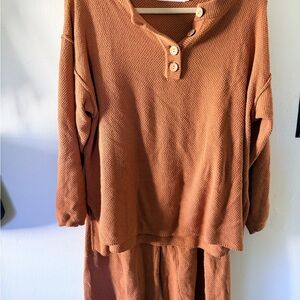 Amazon Women's Pajama Set in Rust Orange